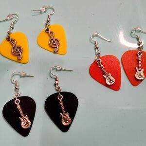 Colorful Guitar Pick Earrings Set